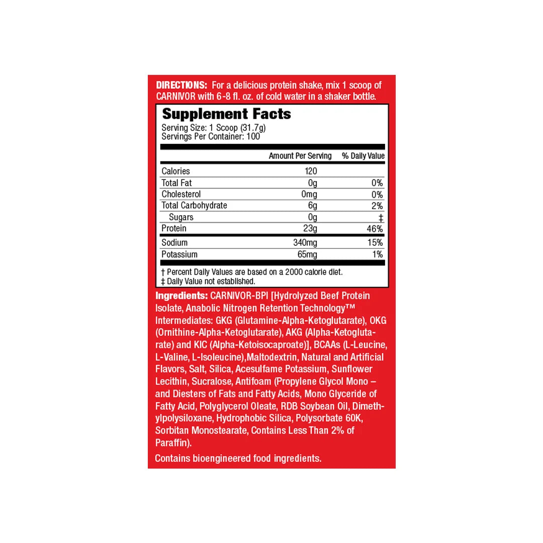 Supplement label with nutritional information and ingredients on a white background