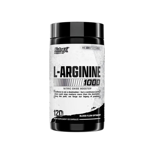 Nutrex L-Arginine 1000 supplement container on a white background