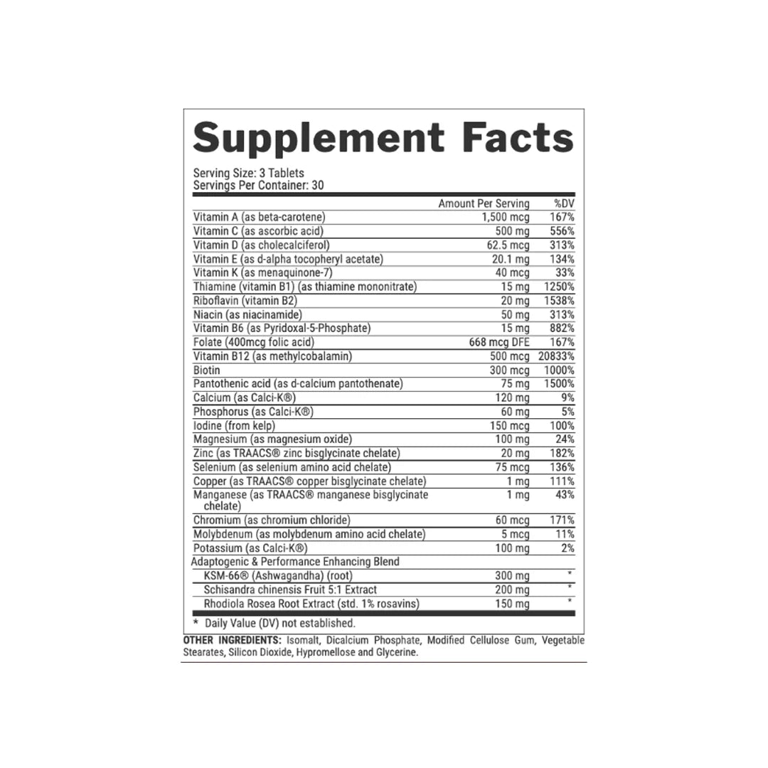 Nutrex Vitadapt Complete multivitamin label