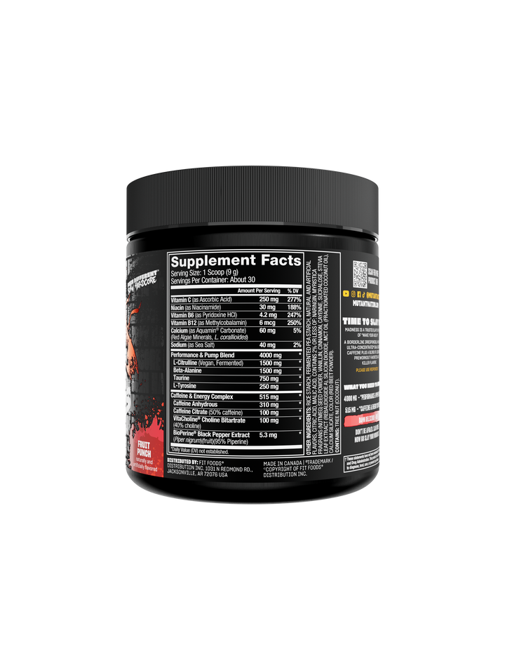 Supplement container with label showing supplement facts on a white background
