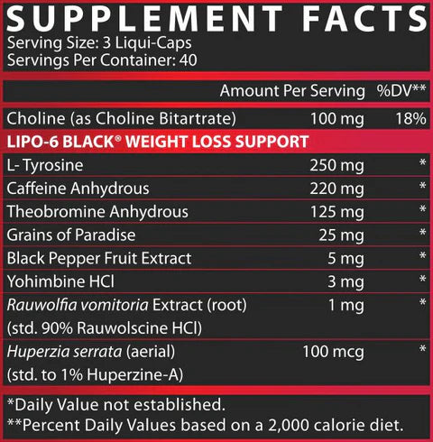 Nutrex Lipo-6 Black Extreme Potency Fat Burner 120Cap