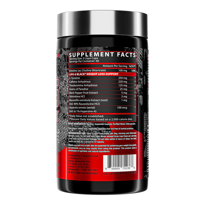Nutrex Lipo-6 Black Extreme Potency Fat Burner 120Cap