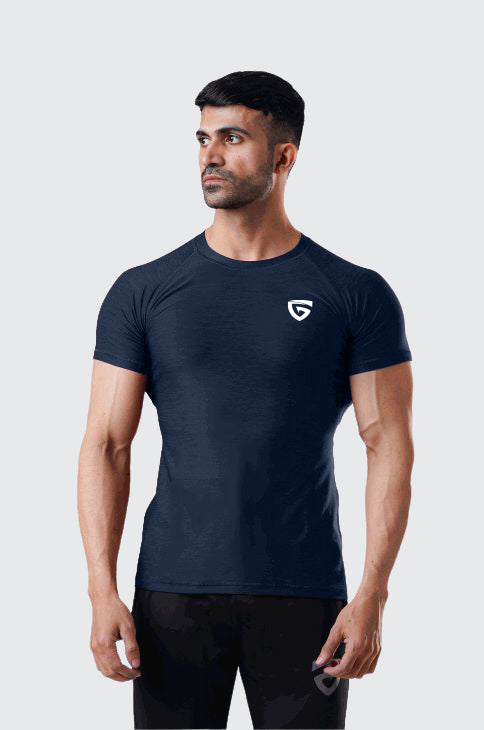 Muscle Texture Tee-Navy