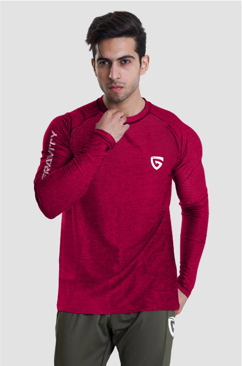 Gravity Long Sleeves Tee-Burgandy