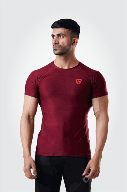 Muscle Texture Tee-Burgandy