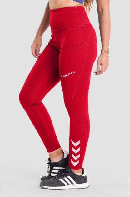 HIGH WAISTED LEGGINGS RED