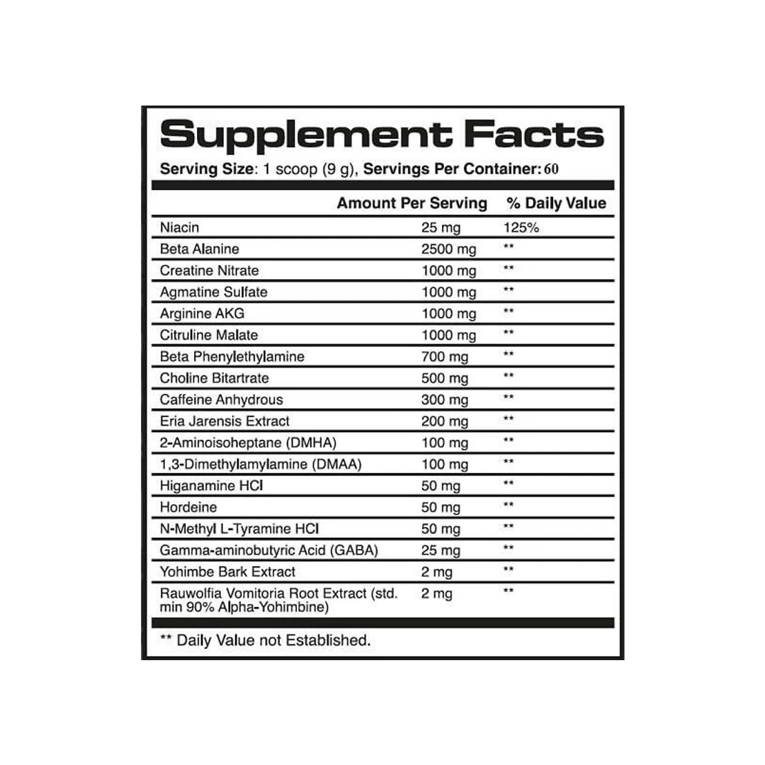 Skull Labs Angel Dust pre workout ingredients and nutrition facts