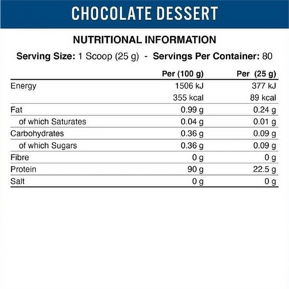 Applied Nutrition ISO XP nutrition facts label showing protein content and serving details