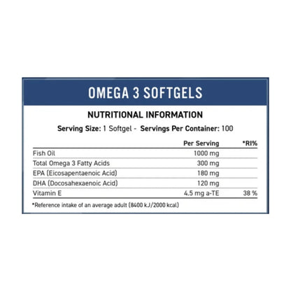 Applied Nutrition Omega-3 softgels ingredients and nutrition facts