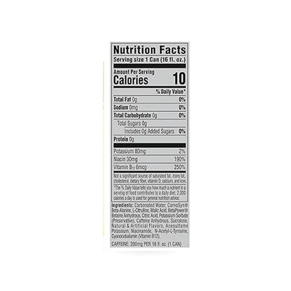 Nutrition label of C4 Orange Slice Zero-Sugar Energy Drink