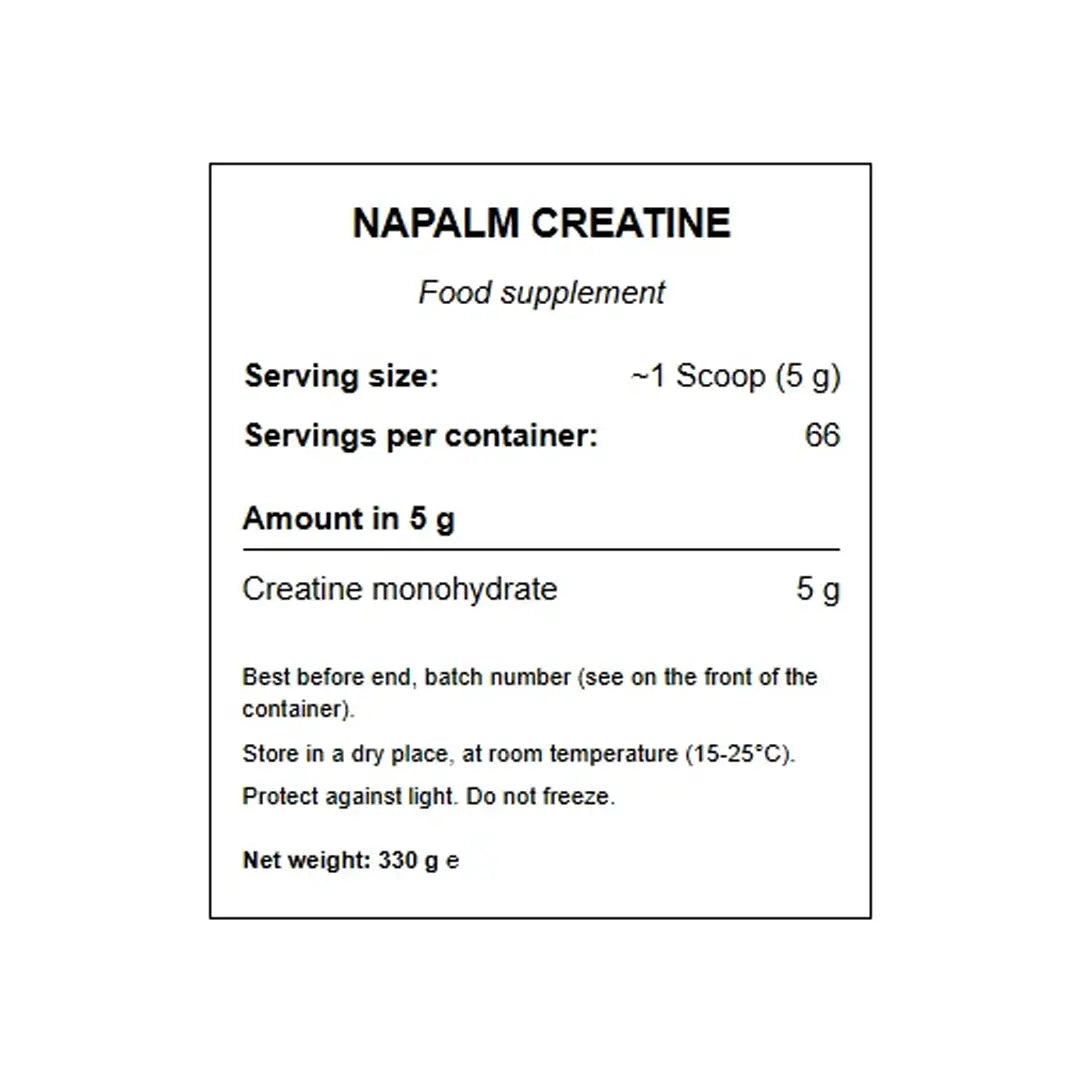 FA Nutrition Xtreme Napalm Creatine ingredients and supplement facts