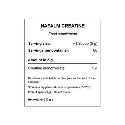 FA Nutrition Xtreme Napalm Creatine ingredients and supplement facts