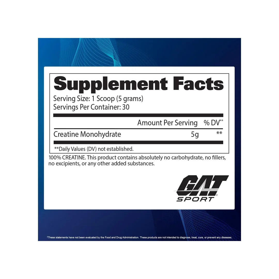 GAT Sport Creatine supplement facts label