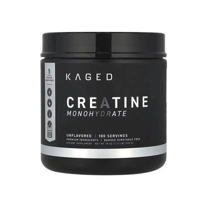 Kaged Creatine Monohydrate supplement container on a white background