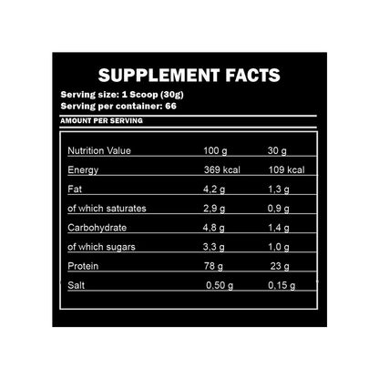 Supplement facts label with nutritional information on a black background