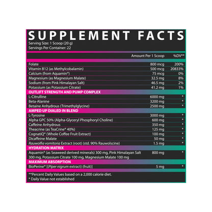 Nutrex Outlift Amped supplement facts label
