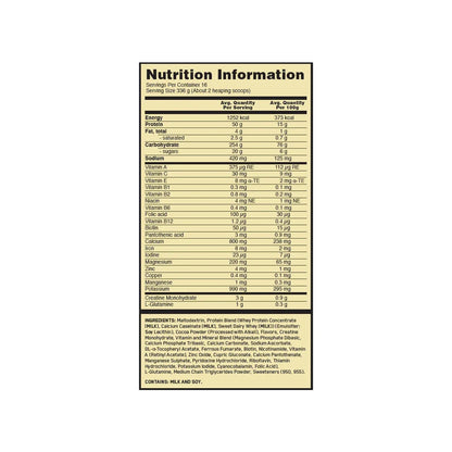 Nutrition information label on a white background