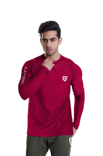 Gravity Long Sleeves Tee-Burgandy