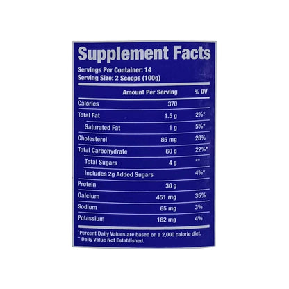 Ronnie Coleman King Mass XL 3lbs nutrition facts with 30g protein and 60g carbohydrates