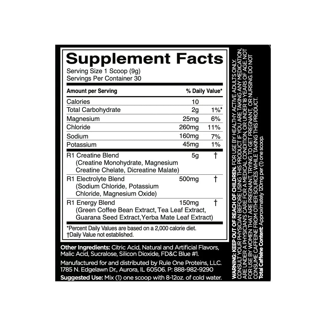 Rule One Creatine Blue Raspberry ingredients and nutrition facts