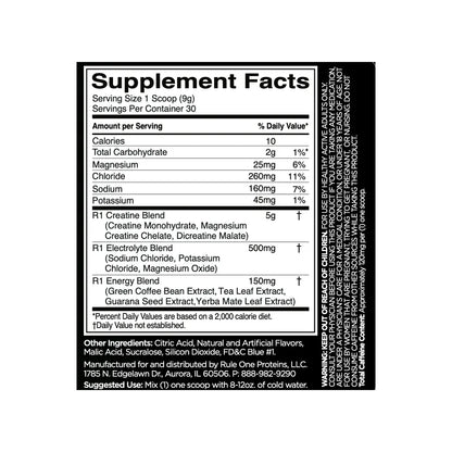Rule One Creatine Blue Raspberry ingredients and nutrition facts