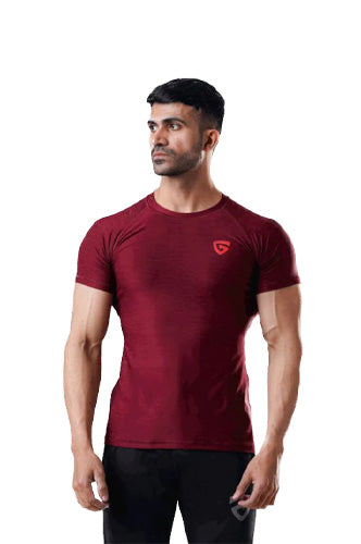 Muscle Texture Tee-Burgandy