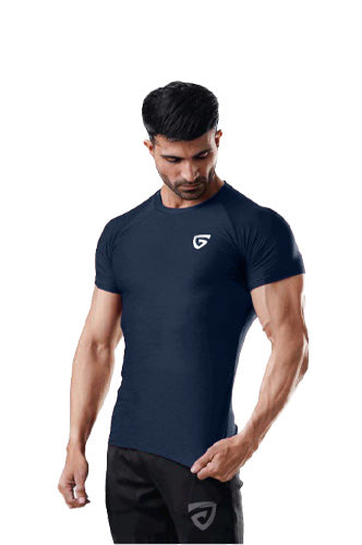 Muscle Texture Tee-Navy