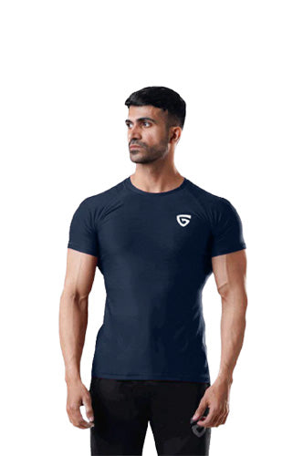 Muscle Texture Tee-Navy