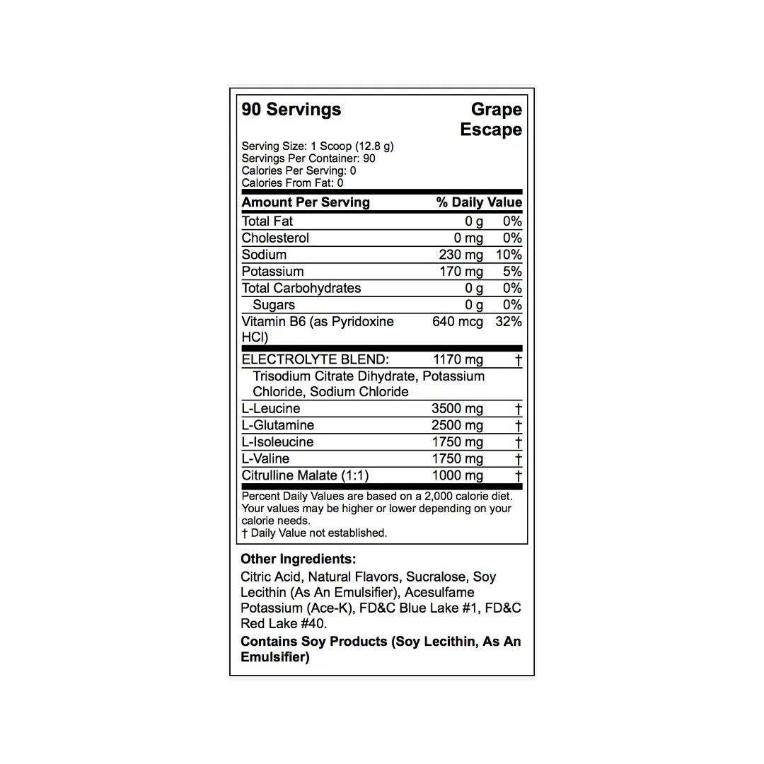 Xtend The Original 7G BCAA ingredients and nutrition facts