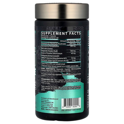 Nutrex Lipo 6 Stim-Free 60 Capsules supplement facts label with stimulant-free fat burning formula