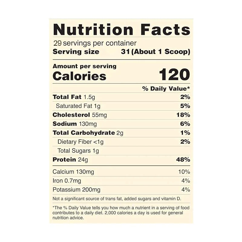 Nutrition facts label for a product with detailed calorie and nutrient information.